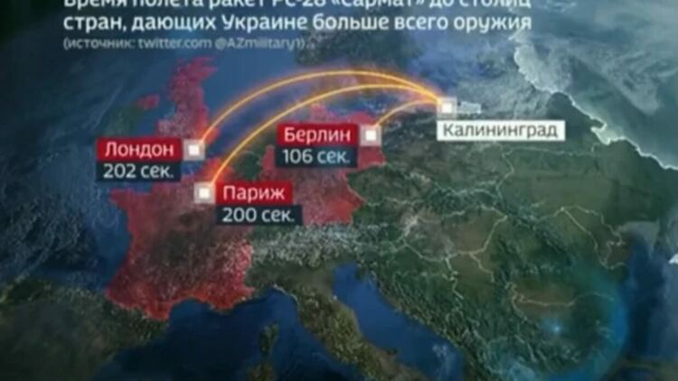 По руска телевизия: Ядрена ракета „унищожава“ Берлин, Париж и Лондон